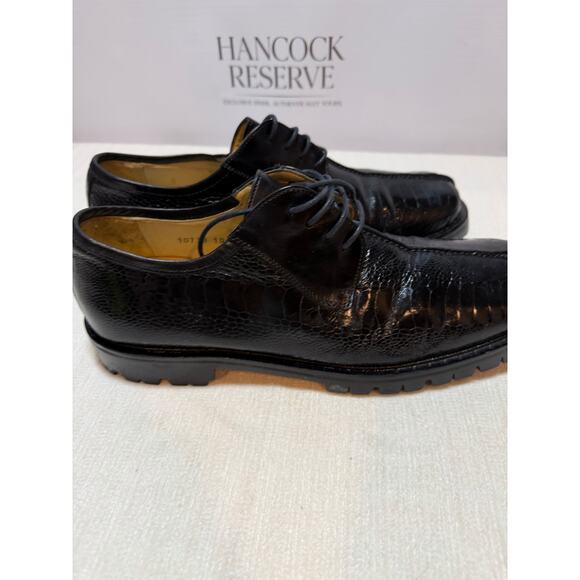 Belvedere Florence Genuine Ostrich Leather Oxfords Black Vibram Sole Size 10 M - Picture 7 of 7